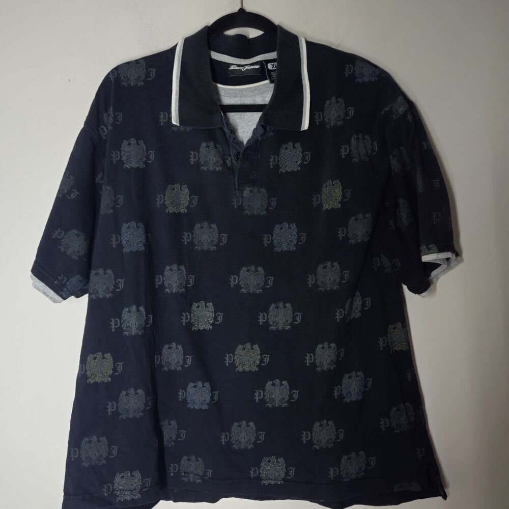 Paco Jeans Polo Short Sleeve Shirt AOP VTG Y2k 2000s XL All Over Print